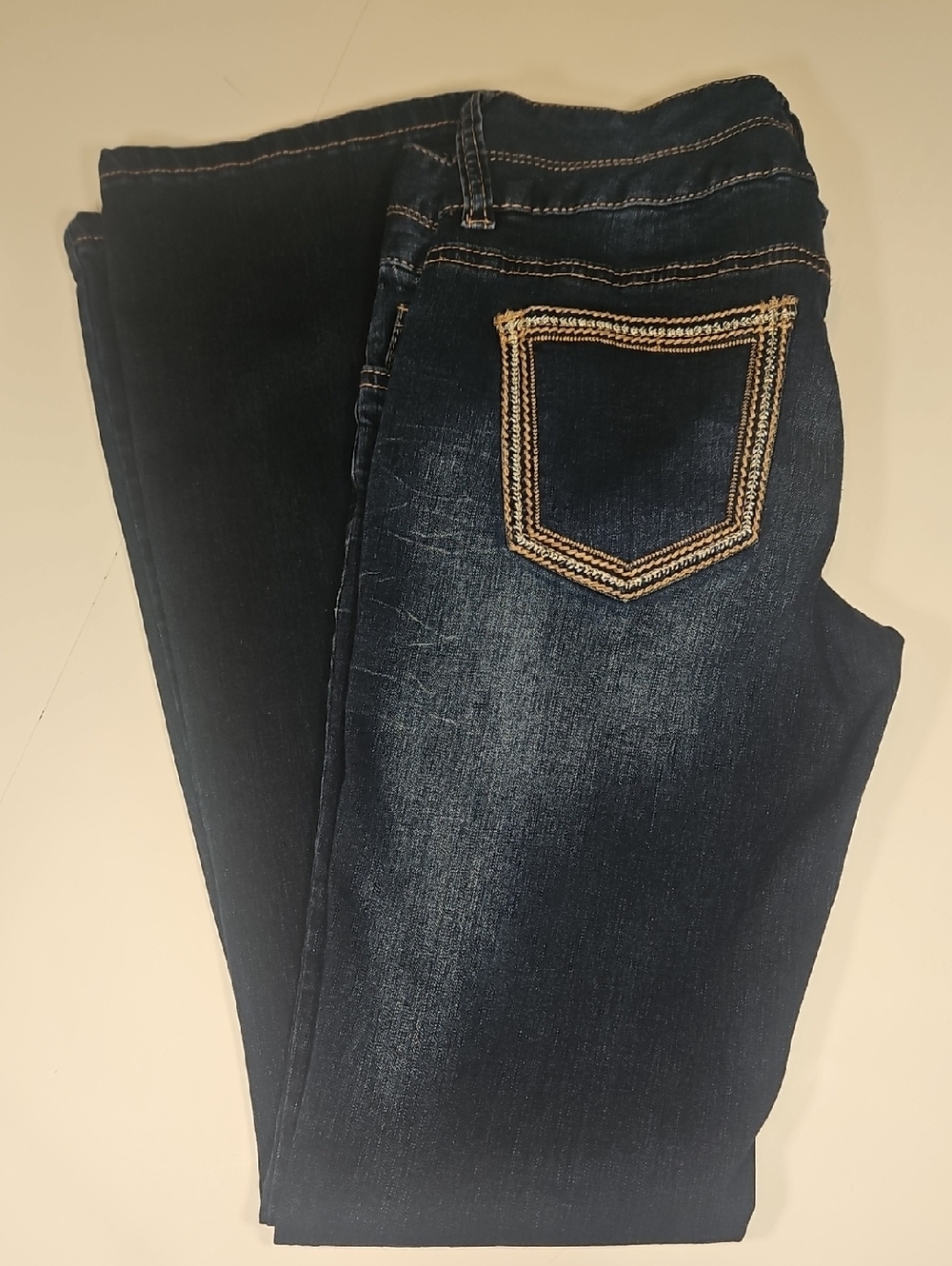 Maurices Dark Blue Skinny Jeans with Embroidered Back Pocket